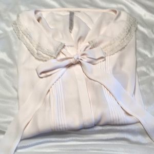 Button down bow blouse